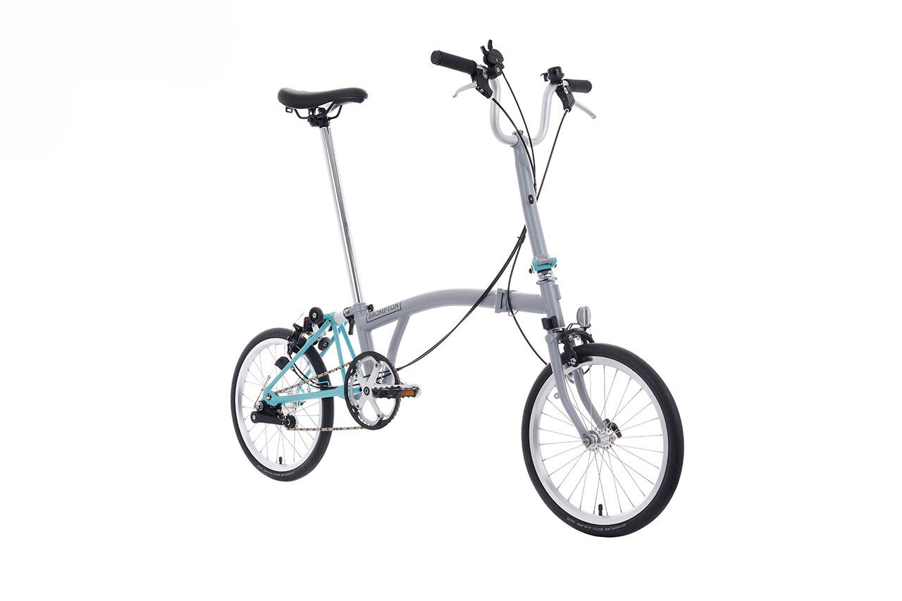 Brompton A Line 3-Speed Folding Bike | Window Grey/Turkish Green, Mid Handlebar 3 Brompton A Line 3-Speed Folding Bike | Window Grey/Turkish Green, Mid Handlebar - Image 3