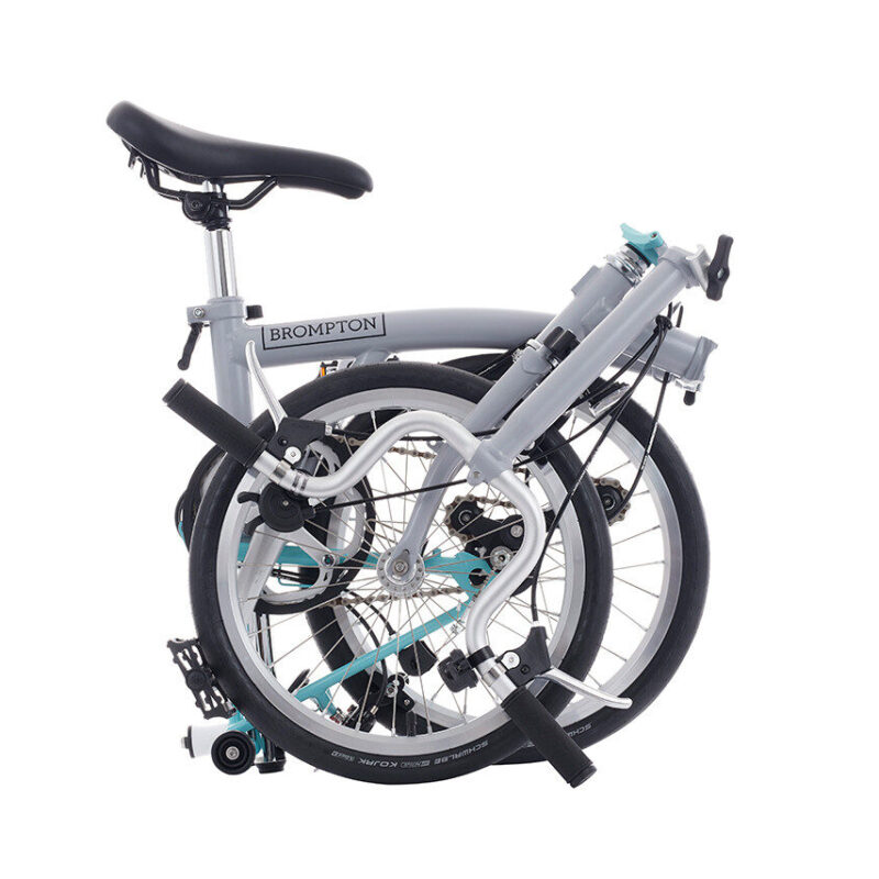 Brompton A Line 3-Speed Folding Bike | Window Grey/Turkish Green, Mid Handlebar 10 Brompton A Line 3-Speed Folding Bike | Window Grey/Turkish Green, Mid Handlebar 4