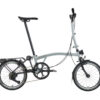 Brompton P Line 12-Speed Folding Bike with Roller Frame | Lunar Ice, Titanium Frame