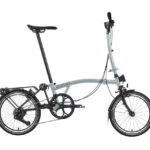 Brompton P Line 12-Speed Folding Bike with Roller Frame | Lunar Ice, Titanium Frame