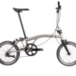 Brompton T Line One 1-Speed Folding Bike | Blasted Titanium, Mid Handlebar