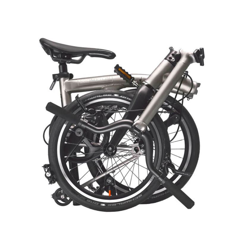 Brompton T Line One 1-Speed Folding Bike | Blasted Titanium, Mid Handlebar 3
