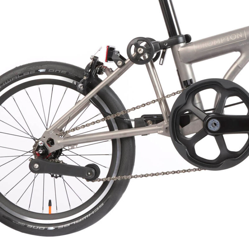 Brompton T Line One 1-Speed Folding Bike | Blasted Titanium, Mid Handlebar 5