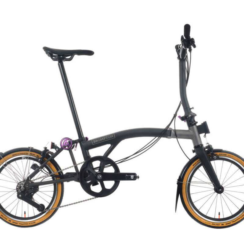 Brompton T Line 4-Speed Urban Folding Bike | Ceratech Black, Mid Handlebar
