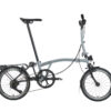 Brompton P Line 4-Speed Urban Folding Bike with Roller Frame | Lunar Ice, Mid Handlebar