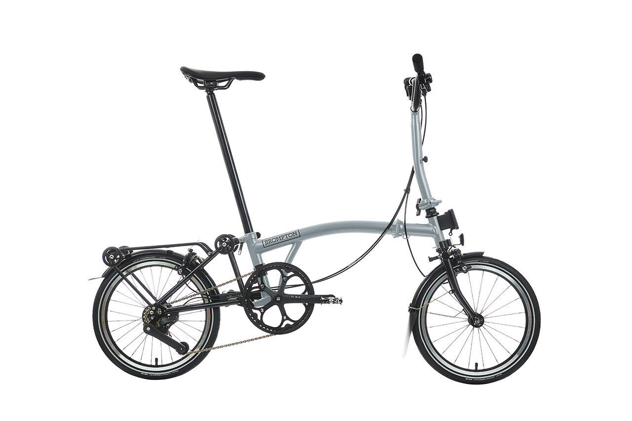 Brompton P Line 4-Speed Urban Folding Bike with Roller Frame | Lunar Ice, Mid Handlebar 1 Brompton P Line 4-Speed Urban Folding Bike with Roller Frame | Lunar Ice, Mid Handlebar