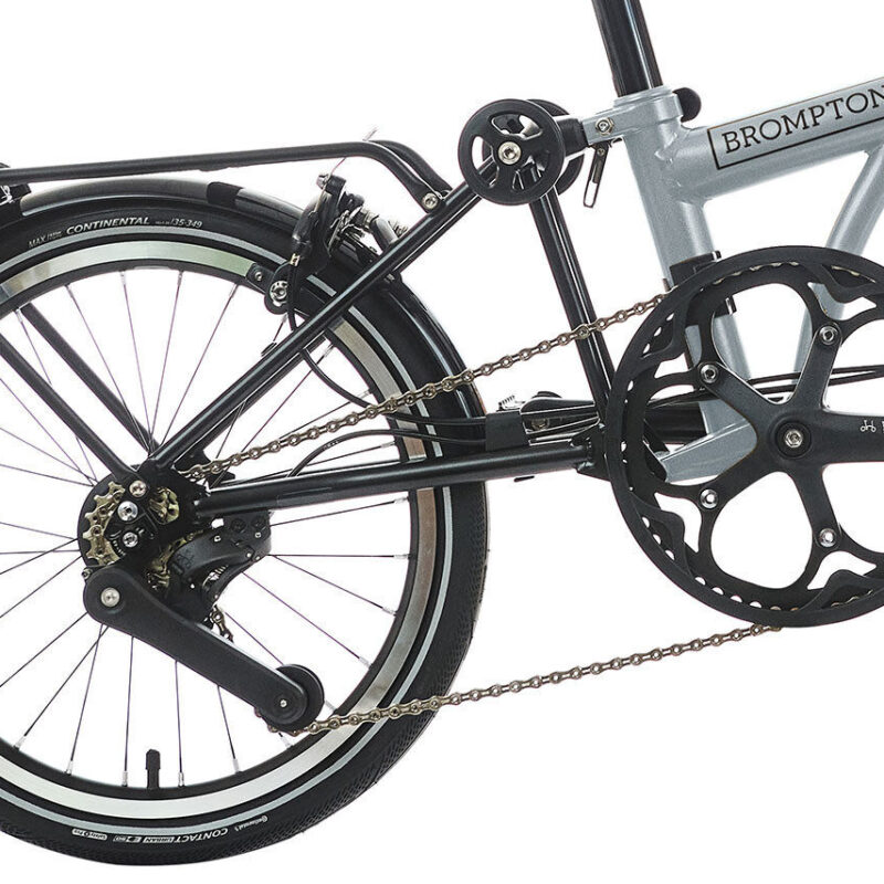 Brompton P Line 4-Speed Urban Folding Bike with Roller Frame | Lunar Ice, Mid Handlebar 15 Brompton P Line 4-Speed Urban Folding Bike with Roller Frame | Lunar Ice, Mid Handlebar 6