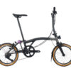 Brompton T Line 12-Speed Explore Folding Bike - Ceratech Black, Mid Handlebars